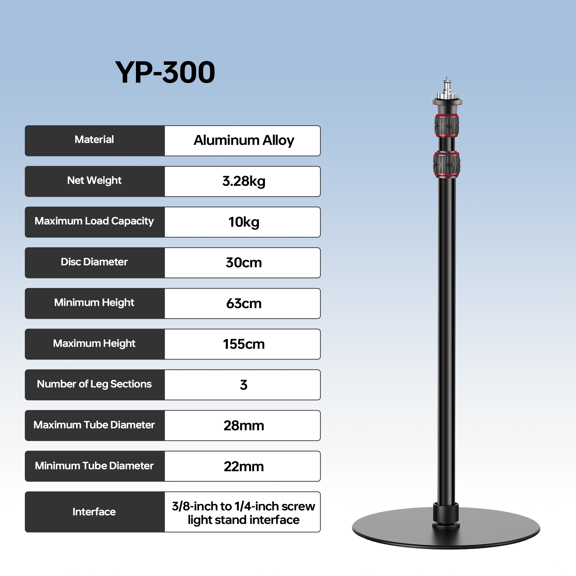 Photography Lighting Mount - Manbily YP300 1.55M Dudukan Monopod Bulat
