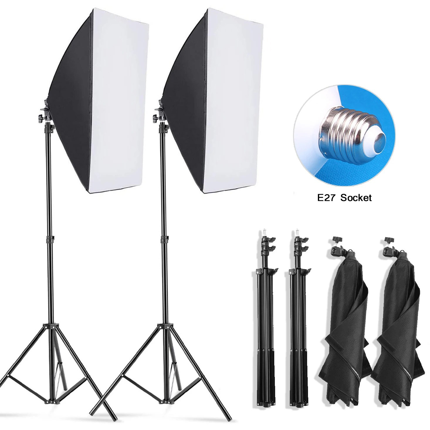 Photography Lighting Continuous - Softbox Pencahayaan Fotografi Profesional dengan Tripod,