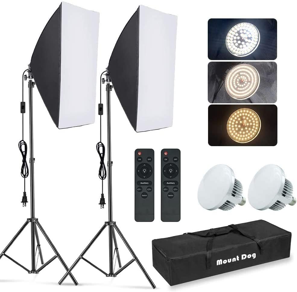 Photography Lighting Continuous - Kit Pencahayaan Softbox Fotografi, 2-Pack 19.7