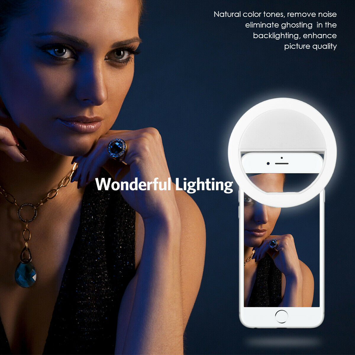 Photography Lighting Continuous - Lampu Cincin Selfie LED dengan Pengisian