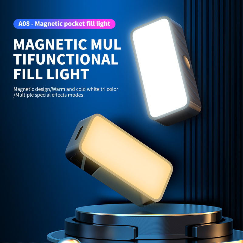 Photography Lighting Continuous - Lampu swafoto Mini portabel magnetis, lampu