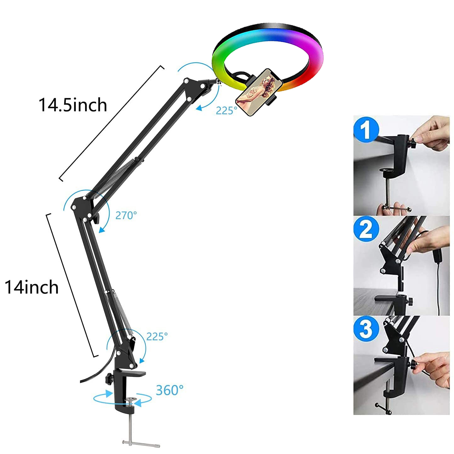 Lampu Selfie Ring RGB 26cm, La - Photography Lighting Rgb ulasan dan harga