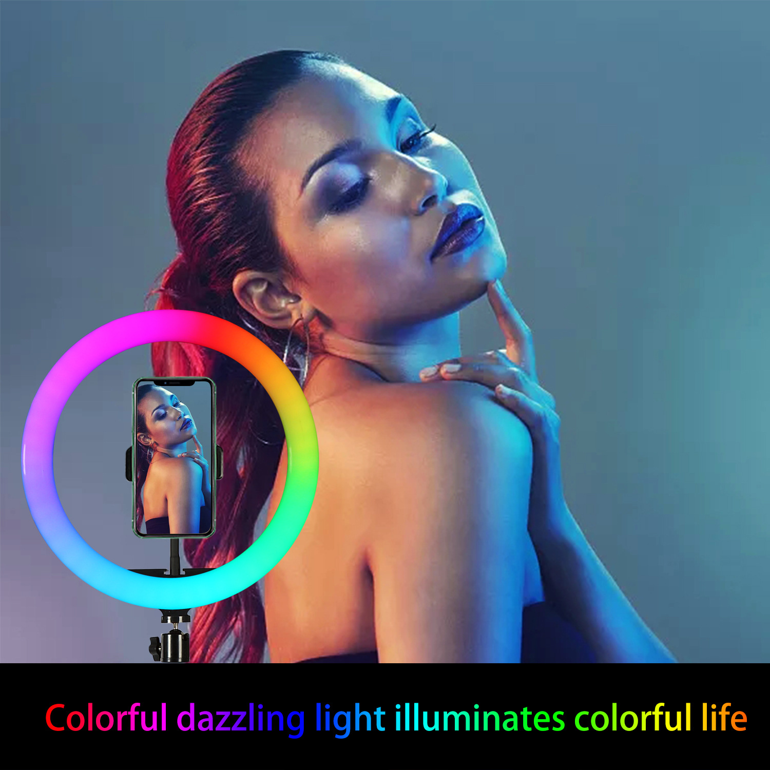 Ring Light LED RGB 10 inci 26c - Photography Lighting Rgb ulasan dan harga