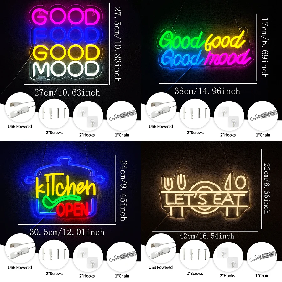 Neon Sign Good Food Good Mood  - Photography Lighting For Food ulasan dan harga